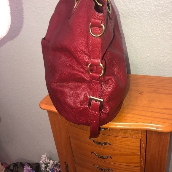 Fenn, Wright Manson -red Pebbled Leather Tote Bag with crossbody strap - Picture 2 of 13